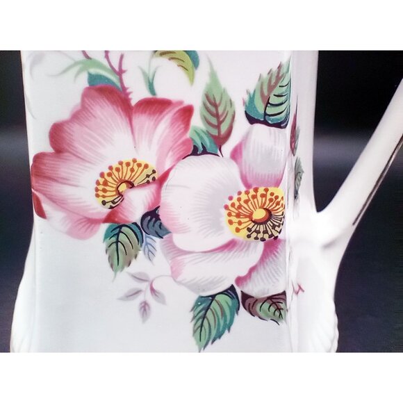 House of Webster Vintage Floral Pitcher 16oz Porcelain Gold Trim Victorian Style - Picture 3 of 15